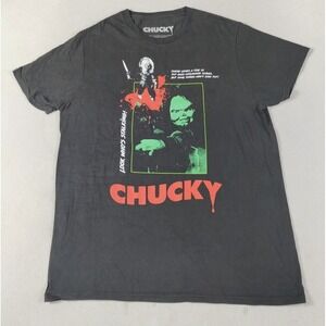 Chucky Shirt Mens Medium Black Horror Movie Graphic Tee Child's Play Halloween